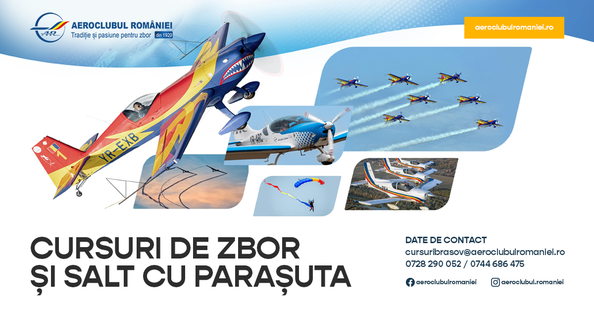 Învață să zbori gratuit la cursurile gratuite susținute la Aeroclubului României!